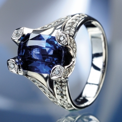 Prsten safír diamanty